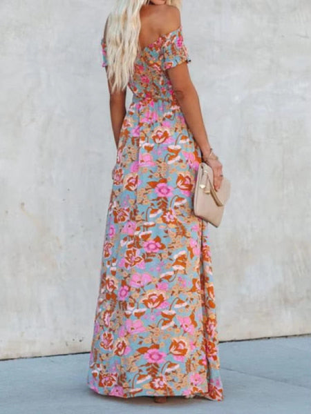Off-shoulder Long Dress Floral - Image 4