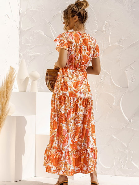 Alternative view of Orange Floral Long Dress