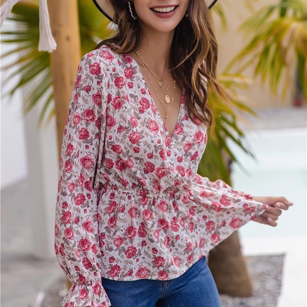 Pink And White Floral Blouse - Image 4