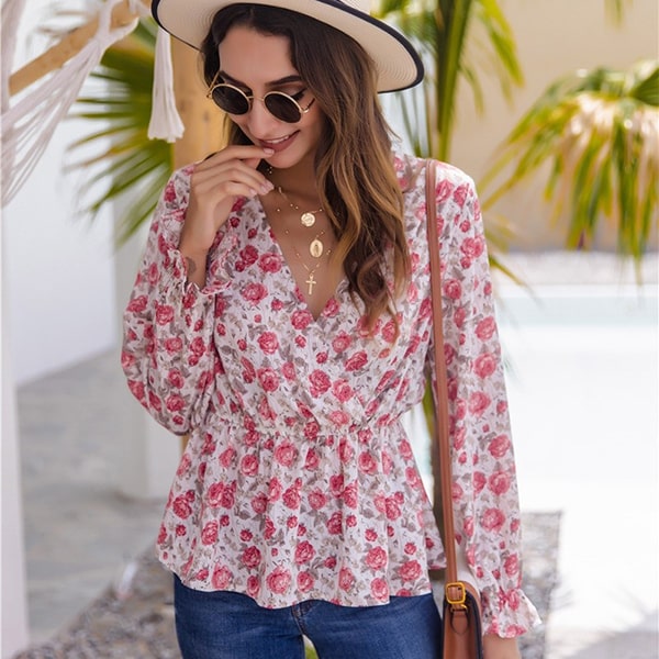 Alternative view of Pink And White Floral Blouse