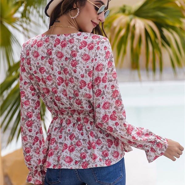 Pink And White Floral Blouse - Image 6
