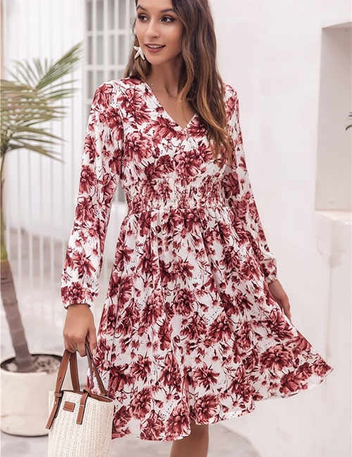 Pink And White Floral Dress Short - Image 3