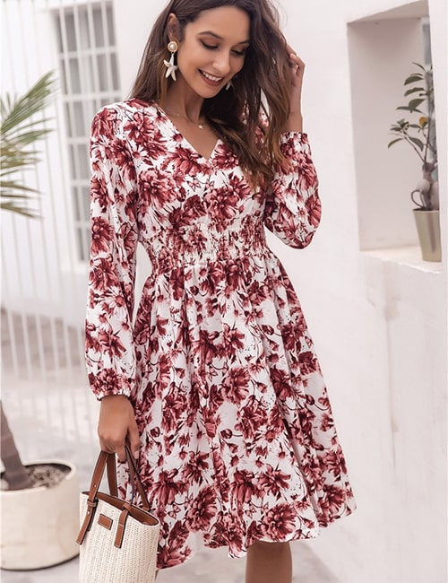 Pink And White Floral Dress Short - Image 5