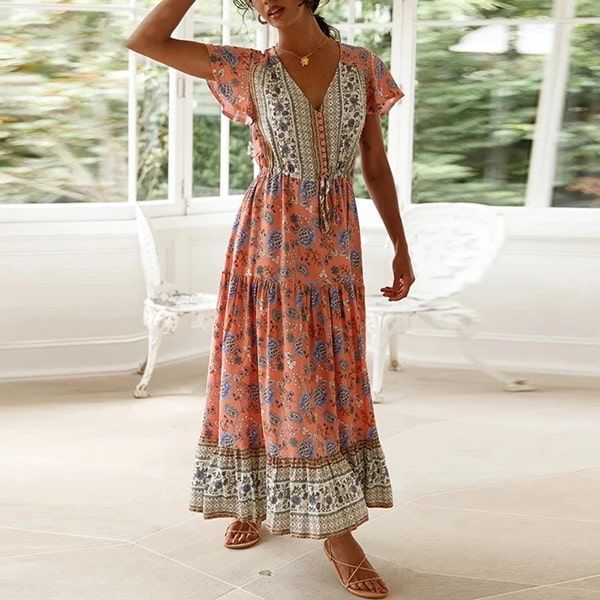 Pink Floral Long Dress - Image 3