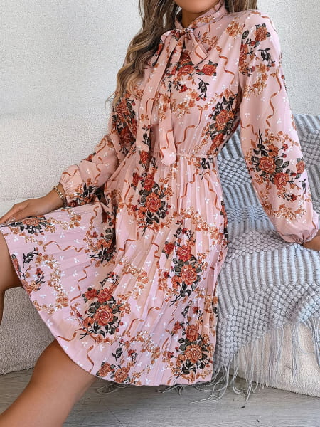 Pink Long Floral Dress - Image 3