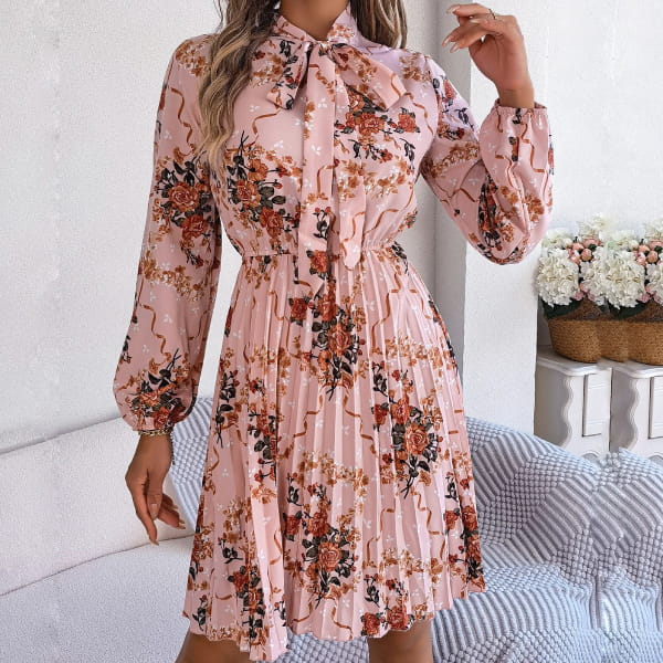Pink Long Floral Dress