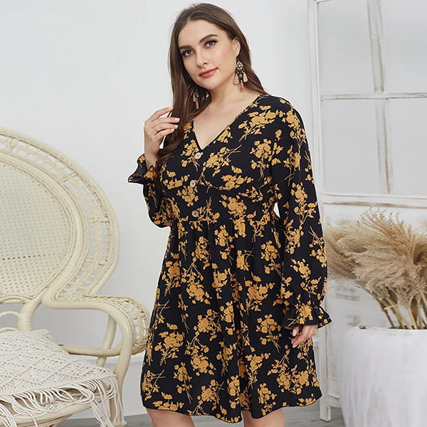 Plus Size Short Floral Dress