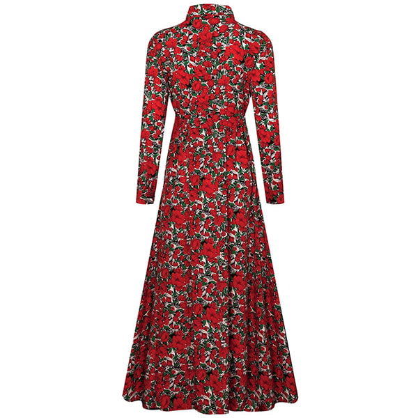 Polyester Red Floral Dress - Image 5