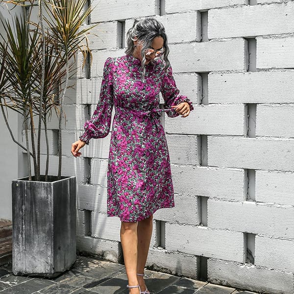 Purple Floral Dress Long - Image 5