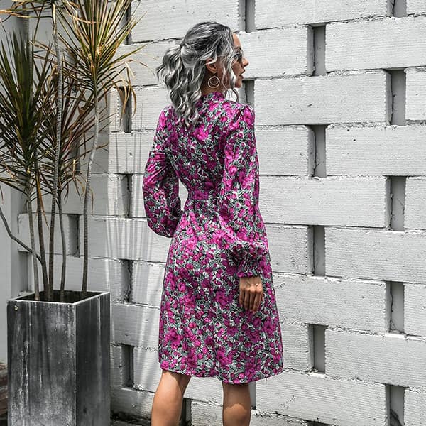 Purple Floral Dress Long - Image 4