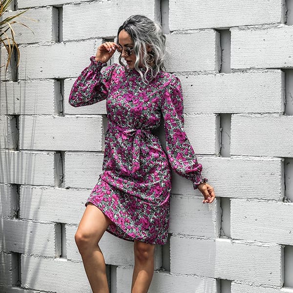 Alternative view of Purple Floral Dress Long