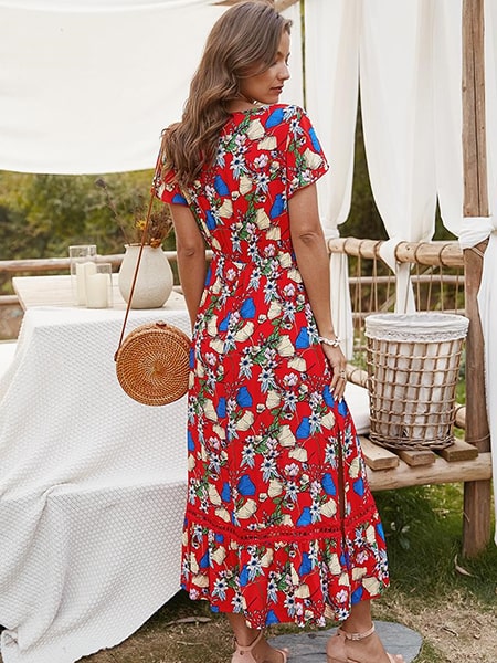Red Dress Floral Print - Image 4