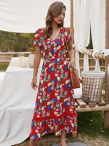 Alternative view of Red Dress Floral Print