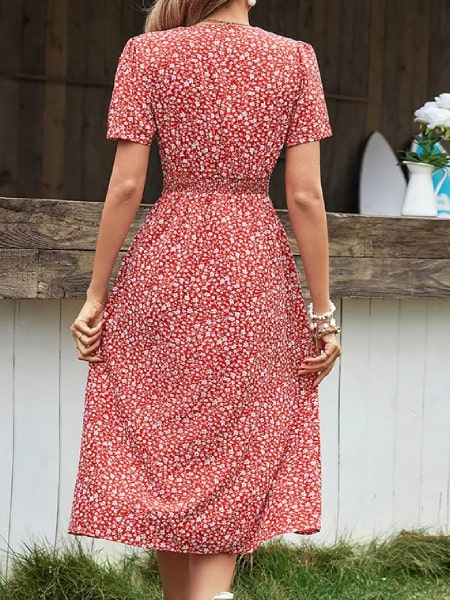 Red Floral Boho Dress - Image 4