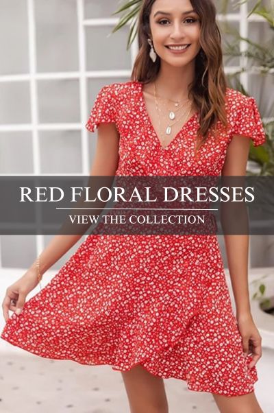 Red floral dresses