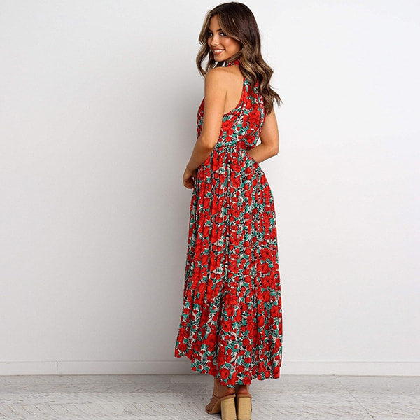 Red Floral Evening Dress - Image 3