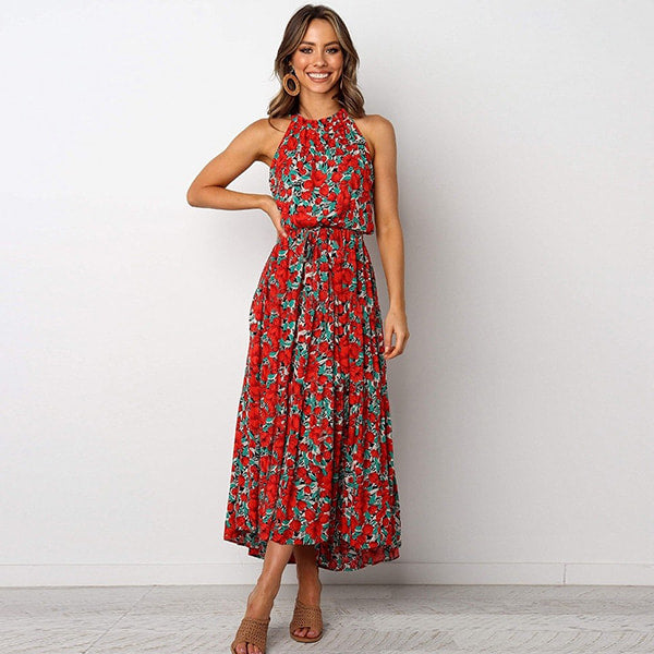 Red Floral Evening Dress