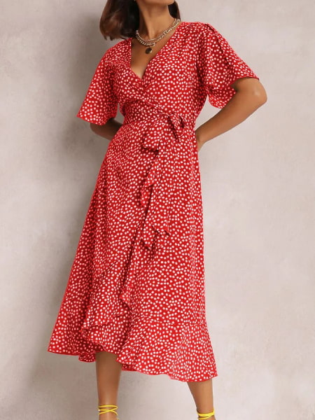 Alternative view of Red Floral Flowy Dress