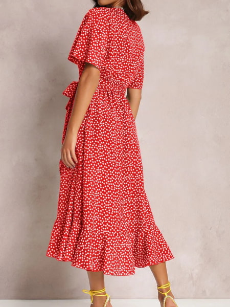 Red Floral Flowy Dress - Image 4