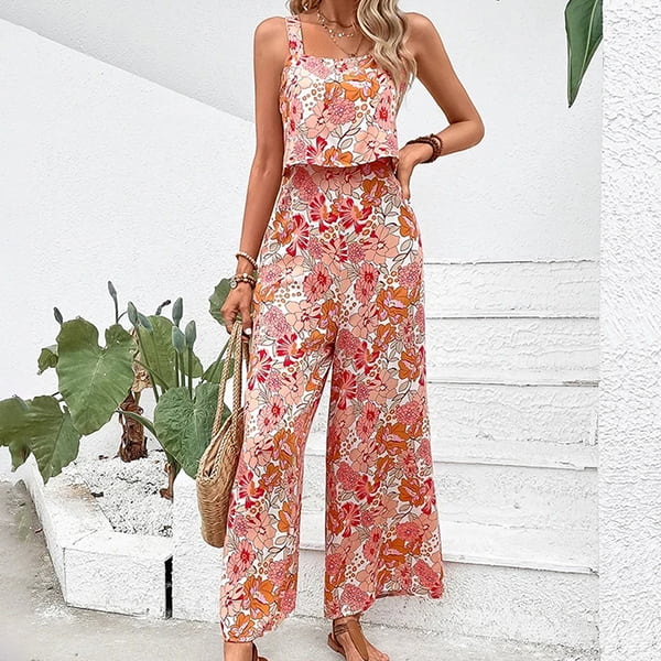 Red Floral Jumpsuit