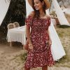 Red Floral Midi Dress