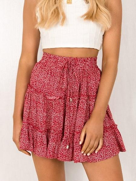 Red Floral Mini Skirt - Image 3