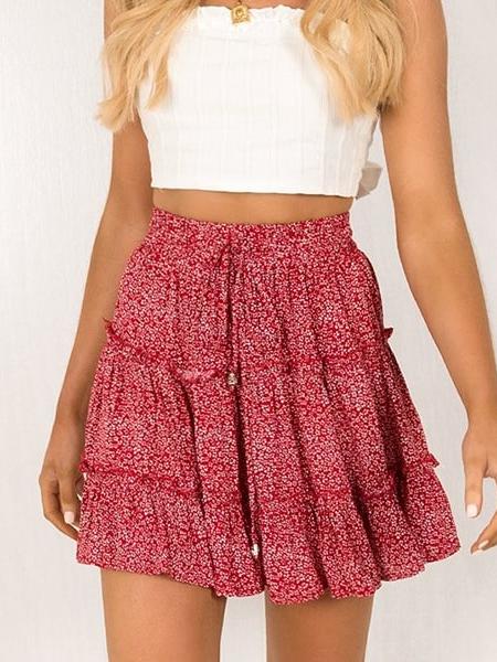 Alternative view of Red Floral Mini Skirt