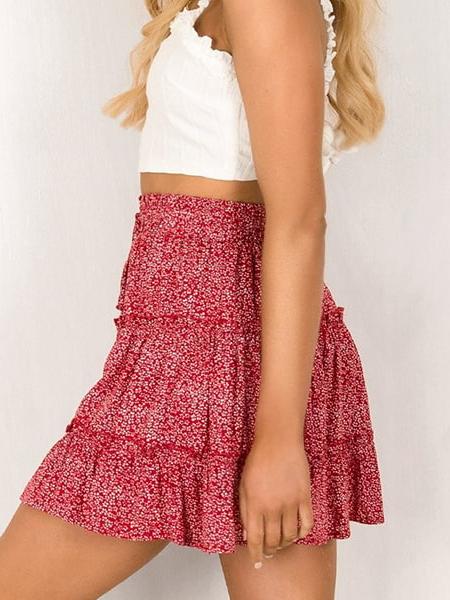 Red Floral Mini Skirt - Image 4