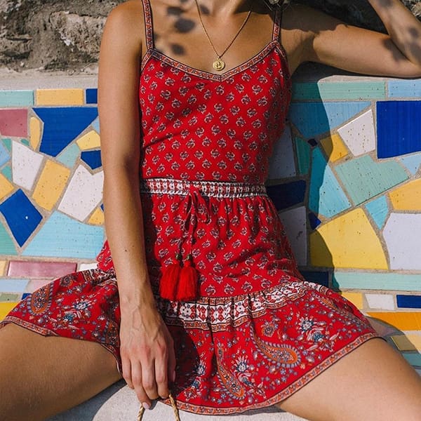 Alternative view of Red Floral Short Skirt
