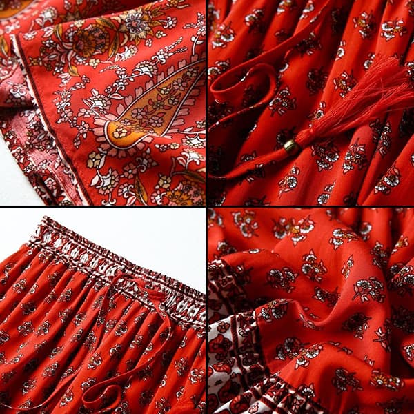 Red Floral Short Skirt - Image 4