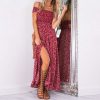 Red Floral Slit Dress