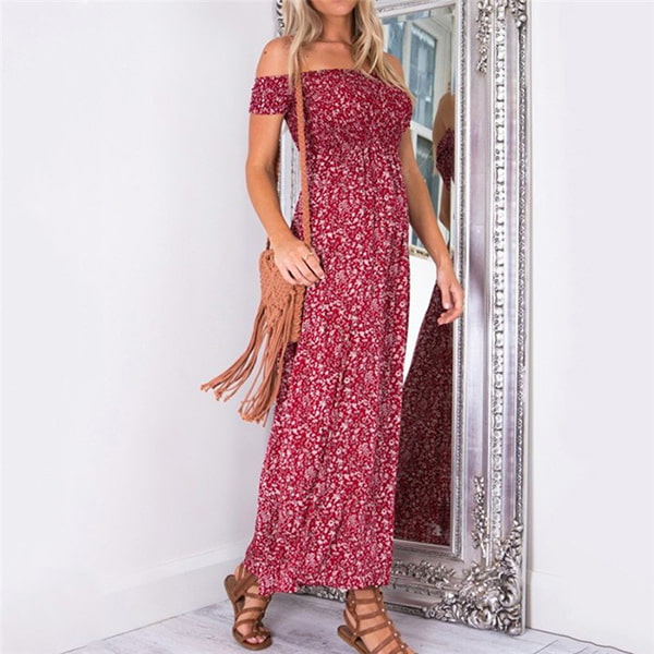 Red Floral Slit Dress - Image 3