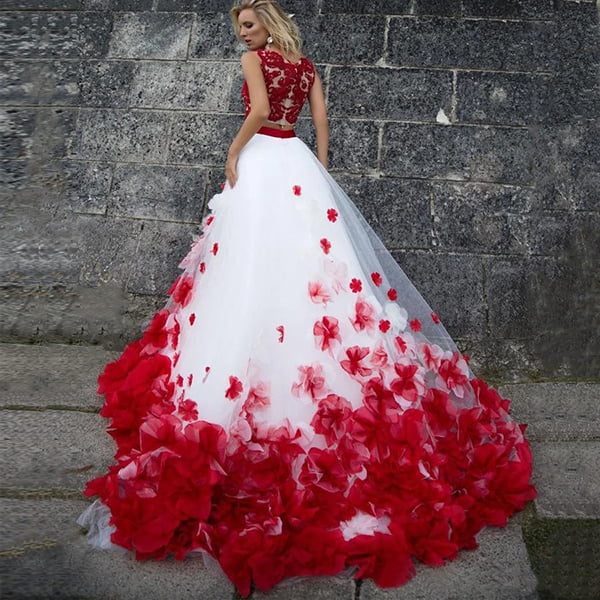 Alternative view of Red Floral Wedding Dress