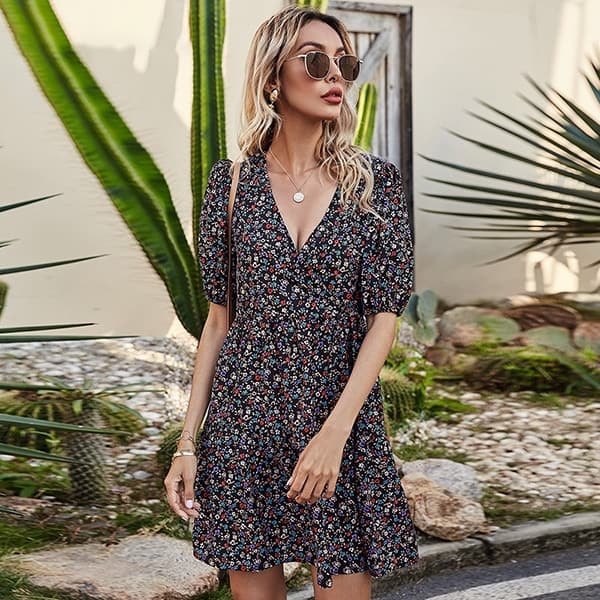 Rock-style Floral Dress