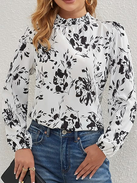 Round Collar Floral Blouse - Image 3