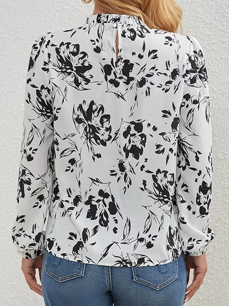 Round Collar Floral Blouse - Image 4