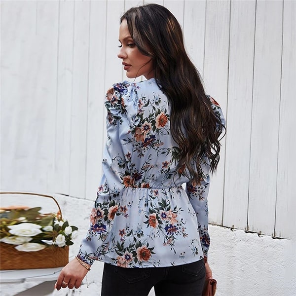 Royal Blue Floral Blouse - Image 4