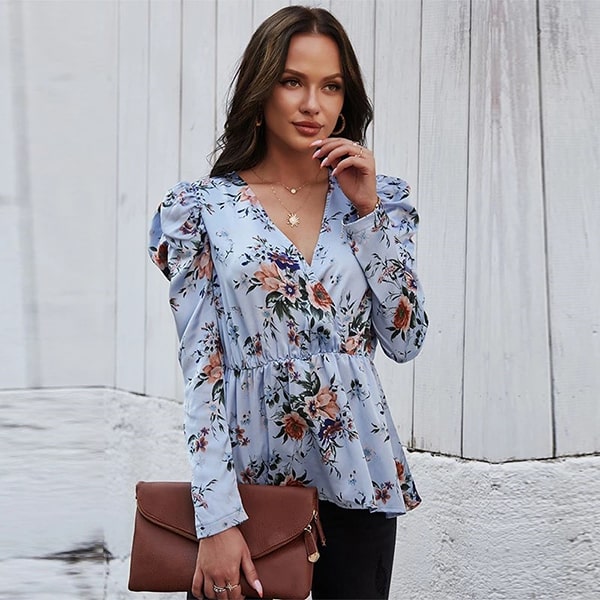 Royal Blue Floral Blouse