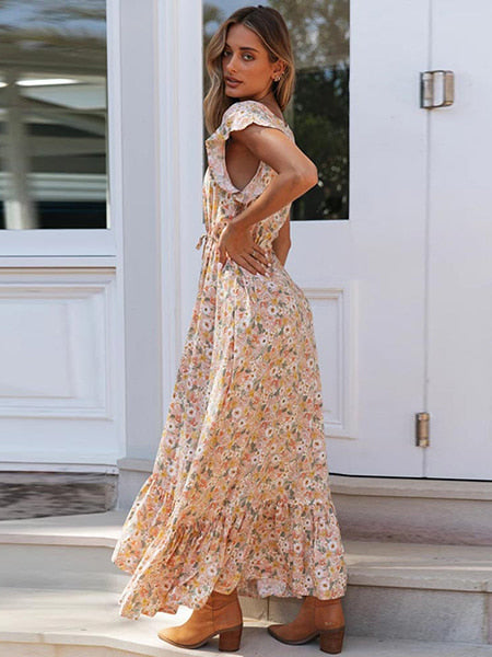 Rustic Floral Maxi Dress - Image 3