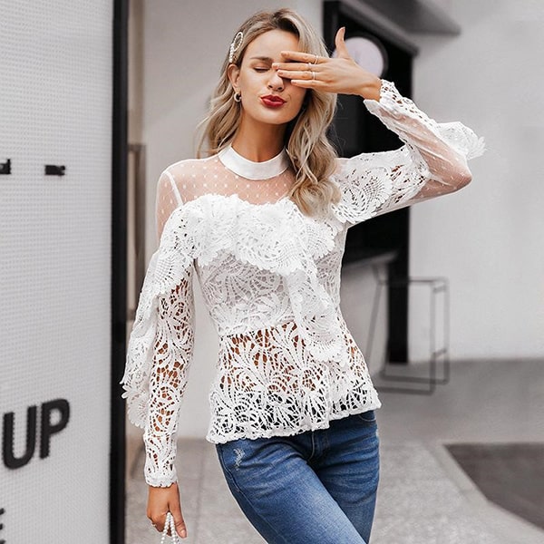 Sheer Floral Lace Tunic - Image 4