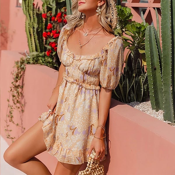 Short Backless Floral Dress - Image 5