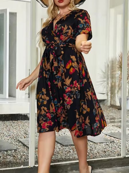 Alternative view of Short Black Floral Dress