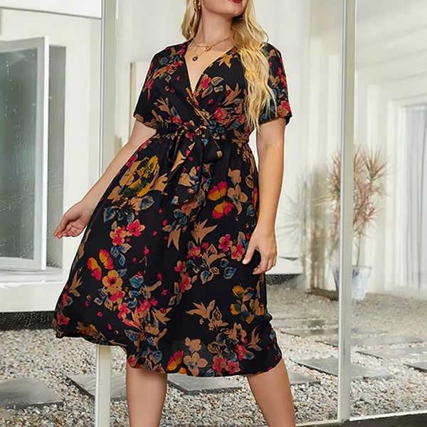 Short Black Floral Dress