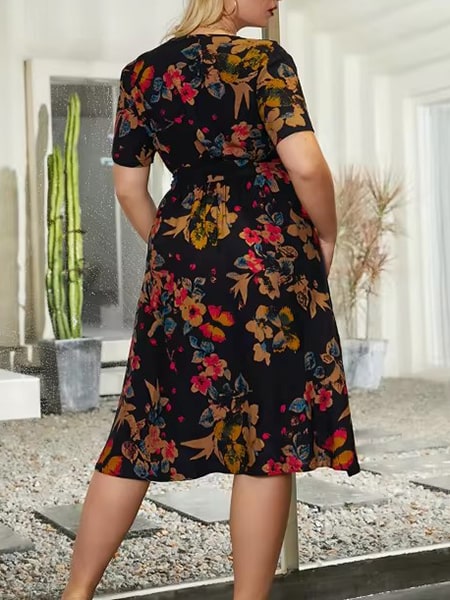 Short Black Floral Dress - Image 4