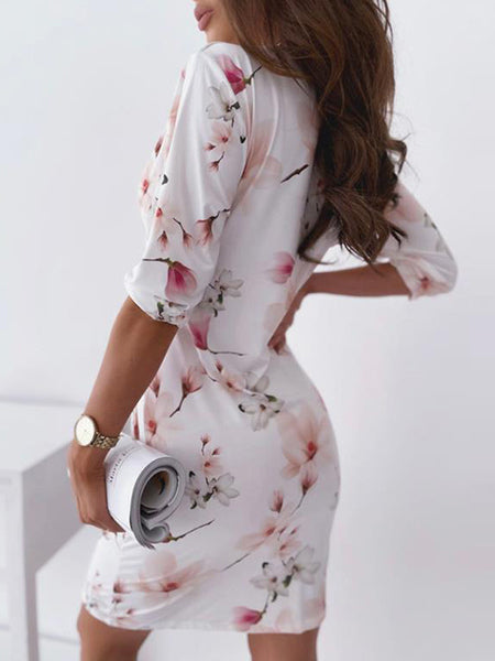 Short Floral Bodycon Dress - Image 4