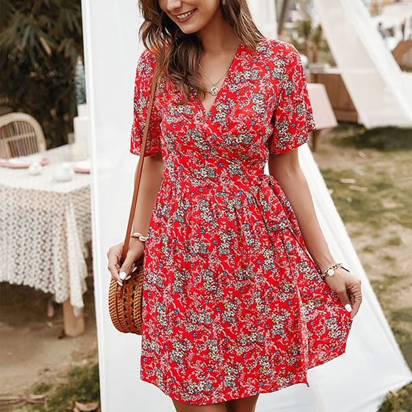 Short Light Blue Floral Dress - Image 4