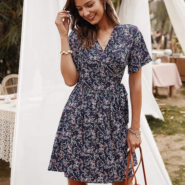 Alternative view of Short Light Blue Floral Dress