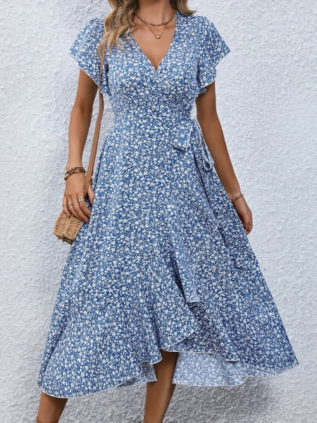 Short Sleeve Long Floral Dress - Image 3