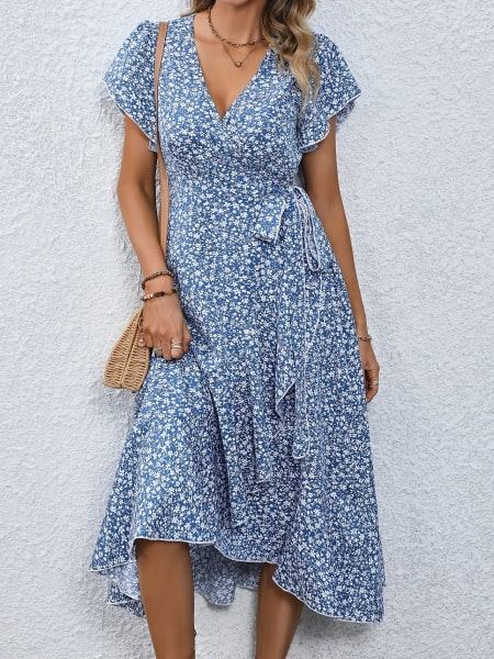 Alternative view of Short Sleeve Long Floral Dress