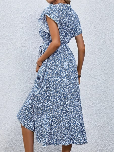 Short Sleeve Long Floral Dress - Image 4